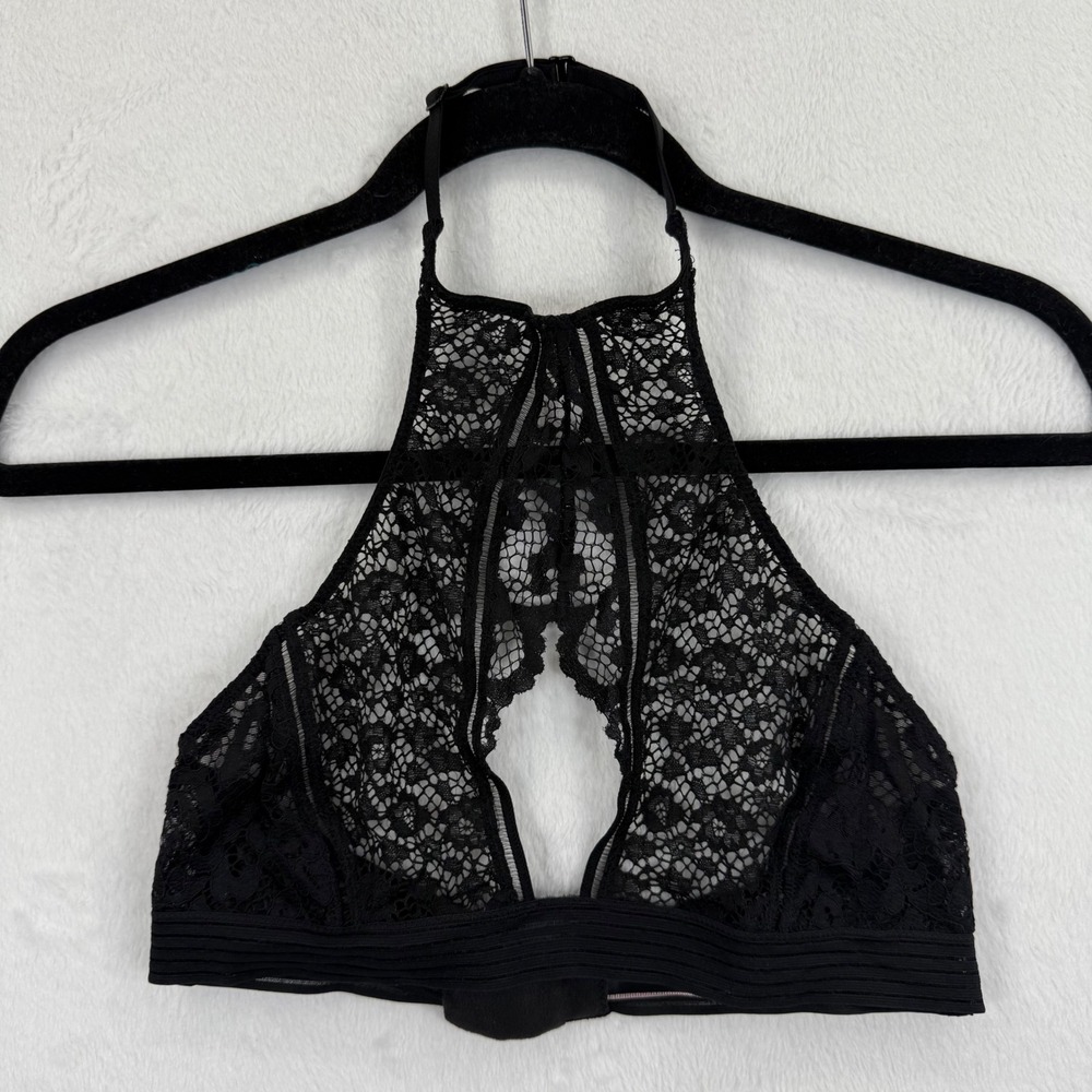 Victoria's Secret Black Lace High-Neck Bralette